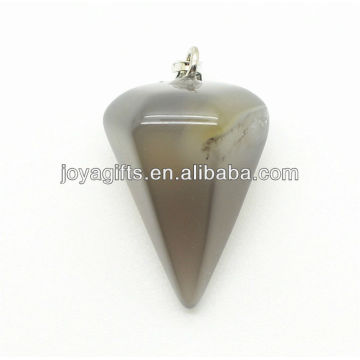 Fashion 6 Side Cone Shape Grey Agate Pendant semi precious stone pendant